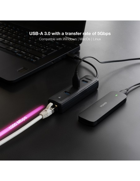 Nanocable Conversor USB 3.0 Ethernet + 3xUSB 3.0