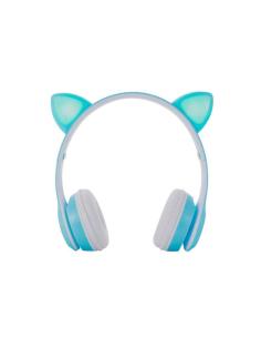 ONE+ AURICULARES BLUETOOTH NC3228 OREJAS DE GATO AZUL 250MAH / FM / MICROSD / ILUMINACION LED