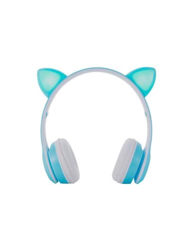 ONE+ AURICULARES BLUETOOTH NC3228 OREJAS DE GATO AZUL 250MAH / FM / MICROSD / ILUMINACION LED