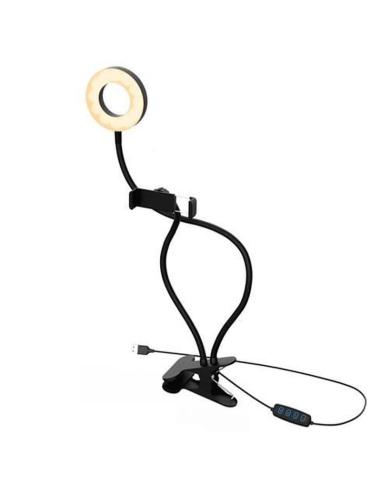 ONE+ ANILLO DE LUZ LED TREE 2 EN 1 CON PINZA SOPORTE FLEXIBLE MOVIL3 Modos de luz