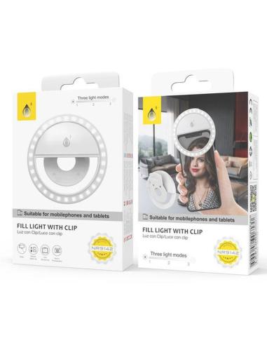 ONE+ ANILLO LUZ MINI LED PARA MOVILES BLANCO3 NIV DE BRILLO