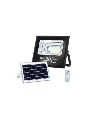 FOCO PROYECTOR LED SOLAR 25W IP66 PANEL POLICRISTALINO BLANCO FRIO