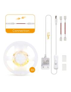 TIRA LED BLANCO CALIDO 4,8W C/TRANSFORMADOR 30 LED/M 3 METROS INTERIOR