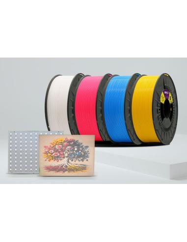 WINKLE FILAMENTO PACK LITOFANIA 300G + LUZ RETROILUMINACIÓN + 1KG TRANSICION4 bobinas de 300 gr en los colores (Magenta, Cian, A