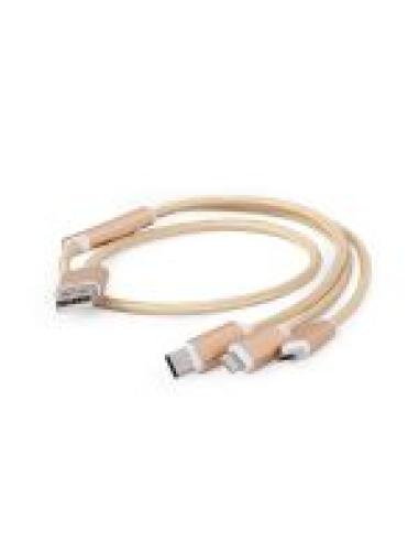 GEMBIRD CABLE CARGADOR USB 3 EN 1 ORO 1 M