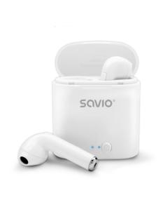 SAVIO AURICULARES INALABRICOS BLUETOOTH 5.0 TWS-01 BLANCOCON BASE DE CARGA/MICRÓFONO INTEGRADO