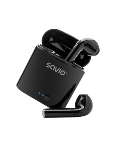 SAVIO AURICULARES INALABRICOS BLUETOOTH 5.0 TWS-02 NEGROCON BASE DE CARGA/MICRÓFONO INTEGRADO