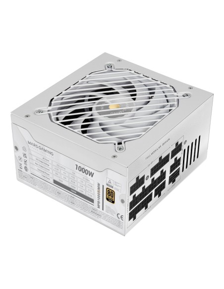 MARS GAMING FUENTE DE ALIMENTACION MPB1000SIM 1000W 80 PLUS GOLD BLANCAVENTILADOR 14CM