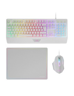 MARS GAMING TECLADO MCP124WES + RATON OPTICO + ALFOMBRILLA BLANCO
