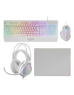 MARS GAMING TECLADO MCP124PROWES + RATON OPTICO + ALFOMBRILLA BLANCO + AURICULARES   BLANCO