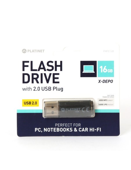 PLATINET PENDRIVE 16GB USB 2.0 PMFE16B NEGRO