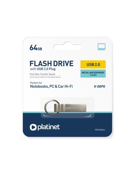 PLATINET PENDRIVE 64GB USB 2.0 PMFMK64 AGUA METAL DURO