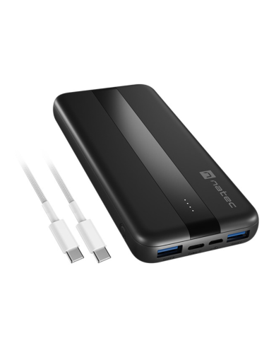 POWERBANK NATEC TREVI SLIM QV2 10000MAH 2XUSB-A 18W + 1XUSB-C 20W + CABLE USB-C