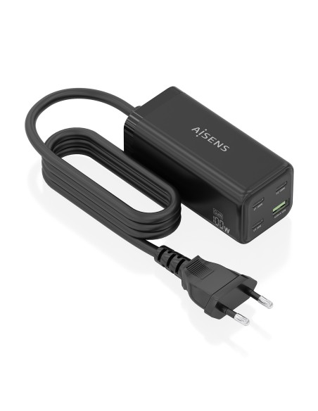 CARGADOR GAN AISENS SOBREMESA 100W 3XUSB-C PD3.0 QC4.0 QC5.0 USB-A QC3.0