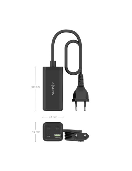 CARGADOR GAN AISENS SOBREMESA 100W 3XUSB-C PD3.0 QC4.0 QC5.0 USB-A QC3.0