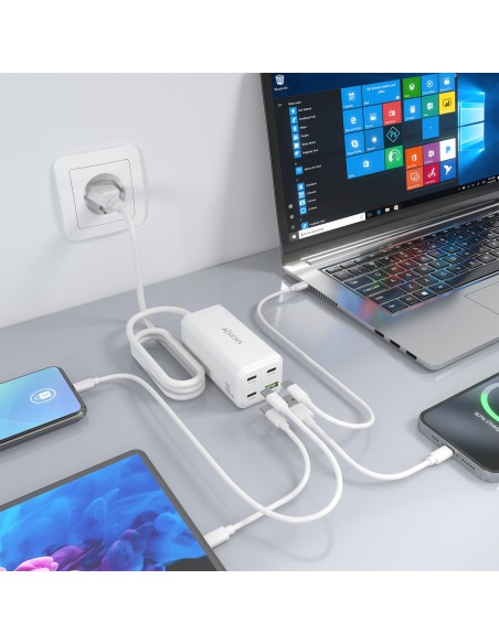 CARGADOR GAN AISENS SOBREMESA 100W 3XUSB-C PD3.0 QC4.0 QC5.0 USB-A QC3.0