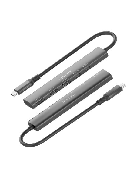 DOCK AISENS 5 EN 1 USB-C A 1HDMI 2USB-A 1USB-C 1USB-C PD GRIS 15CM ASUC-5P022-GR