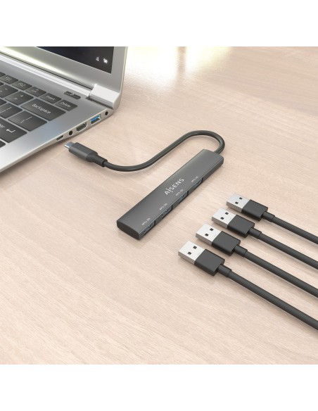 HUB USB 3.1 USB-C USB-CM-4XTIPO AH GRIS 15CM AISENS A109-0943