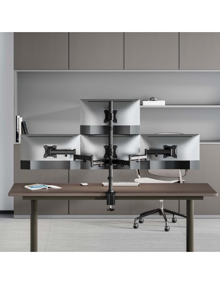 SOPORTE MESA GIR INCL 4 MONITORES 8KG 4 PIV 2 BRA 13-27 NEGRO AISENS DT27TSR-379