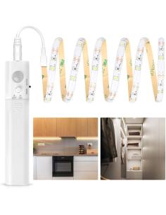 TIRA LED BLANCO CALIDO C/PILA 2W CON SENSOR 30 LED/M 1 METRO INTERIOR