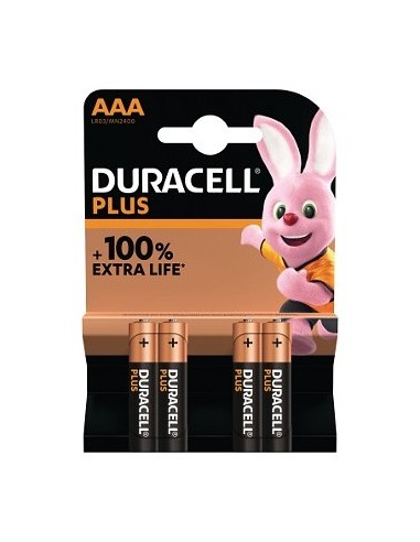 Duracell Pila Alcalina Plus Power LR3 AAA Pack-4