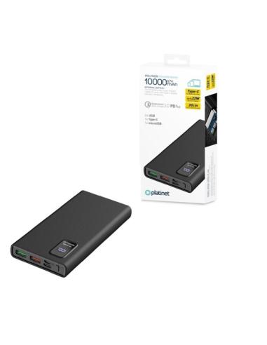 PLATINET POWERBANK 10.000mAh POLYMERO CARGA RAPIDA 3.0 NEGRO
