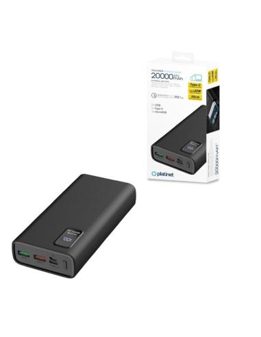 PLATINET POWER BANK 20.000mAh POLYMERO CARGA RAPIDA 3.0 NEGRO