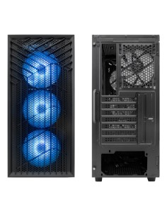 CAJA ATX COOLBOX GAMING GA300B GRIDLINE BLACK SIN FUENTE CRISTAL TEMPLADO ARGB