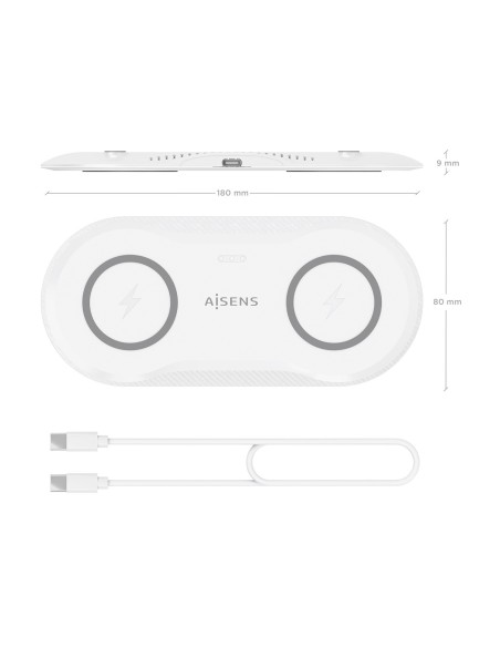 AISENS CARGADOR INALAMBRICO DOBLE ASCH-15W2WC059-W  15W  BLANCO