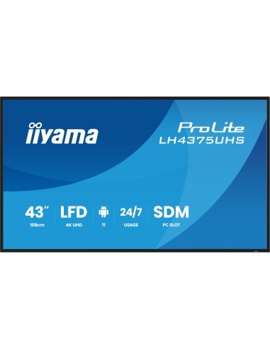 IIYAMA MONITOR LH4375UHS-B2AG 43 NEGROHDMI   DVI   8MS   VESA