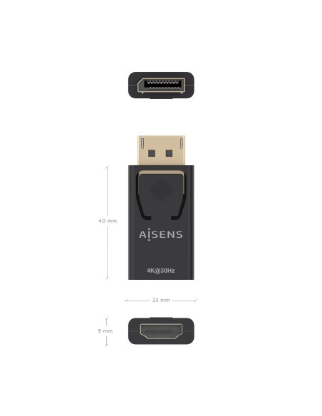 CONVERSOR AISENS DISPLAYPORT A HDMI 4K30HZ DP M-HDMI H NEGRO