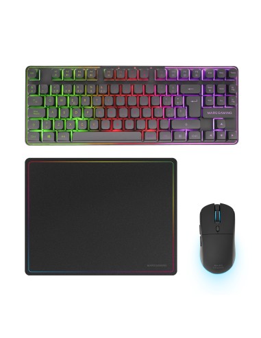 MARS GAMING TECLADO MCPWTKL + RATON OPTICO + ALFOMBRILLA NEGRO
