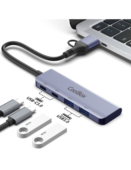 Coolbox HUB4 Lite USB-C A 4 Puertos Aluminio