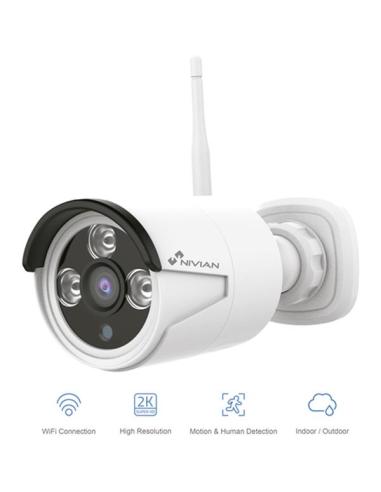 CAMARA VIGILANCIA NIVIAN EXTERIOR PARA AMPLIACION KIT CCTV KIT830W / 2K / NO FUNCIONA FORMA AUTONOMA / MICROSD HASTA 64 GB / IP6