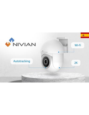 CAMARA VIGILANCIA NIVIAN EXTERIOR / INTERIOR MINI MOTORIZADA WIFI BLANCA / 2K / DIA-NOCTURNA / MICROFONO - ALTAVOZ / MICROSD HAS