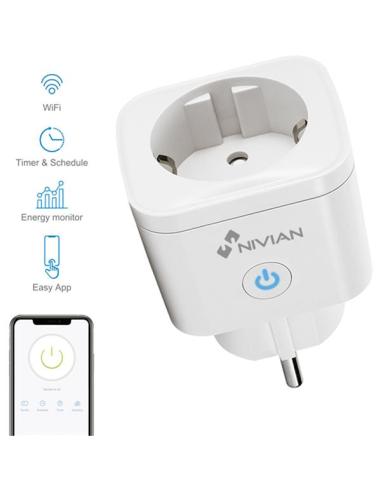ENCHUFE MINI WIFI SMART PLUG INTELIGENTE NIVIAN / WIFI / 16 Amp / NVS-SOCKETF-W2