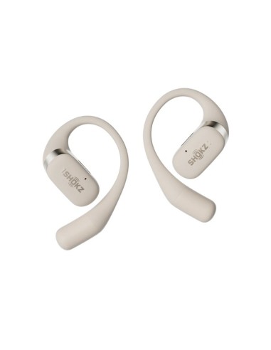 AURICULARES DEPORTIVOS SHOKZ OPENFIT BEIGE   CONDUCCION OSEA   BLUETOOTH 5.2   7 HORAS AUTONOMIA   28 HORAS CON EL ESTUCHE DE CA