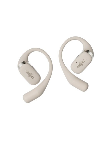AURICULARES DEPORTIVOS SHOKZ OPENFIT BEIGE   CONDUCCION OSEA   BLUETOOTH 5.2   7 HORAS AUTONOMIA   28 HORAS CON EL ESTUCHE DE CA