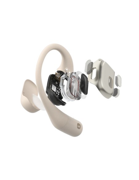 AURICULARES DEPORTIVOS SHOKZ OPENFIT BEIGE   CONDUCCION OSEA   BLUETOOTH 5.2   7 HORAS AUTONOMIA   28 HORAS CON EL ESTUCHE DE CA