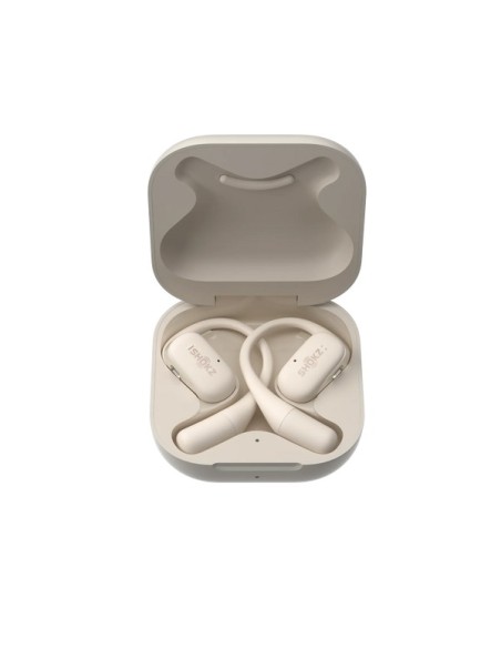 AURICULARES DEPORTIVOS SHOKZ OPENFIT BEIGE   CONDUCCION OSEA   BLUETOOTH 5.2   7 HORAS AUTONOMIA   28 HORAS CON EL ESTUCHE DE CA