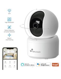 CAMARA VIGILANCIA NIVIAN INTERIOR MOTORIZADA WIFI / COMPATIBLE ONVIF / 2K / DIA-NOCTURNA / MICROFONO - ALTAVOZ / DETECCION PRESE