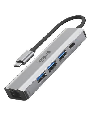 iggual Hub tipo C 4 puertos 3xUSB + RJ45 + tipo C