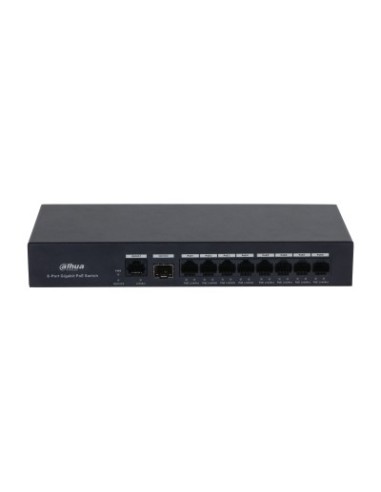 SWITCH POE 8 PUERTOS GIGABIT 1RJ45 UPLINK GIGABIT 1SFP 65W NO GESTIONABLE