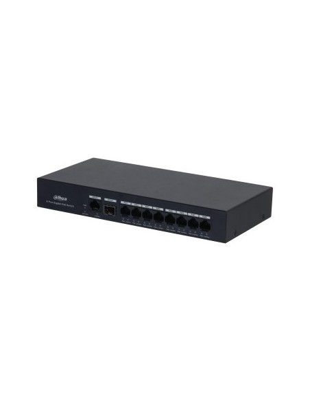 SWITCH POE 8 PUERTOS GIGABIT 1RJ45 UPLINK GIGABIT 1SFP 65W NO GESTIONABLE