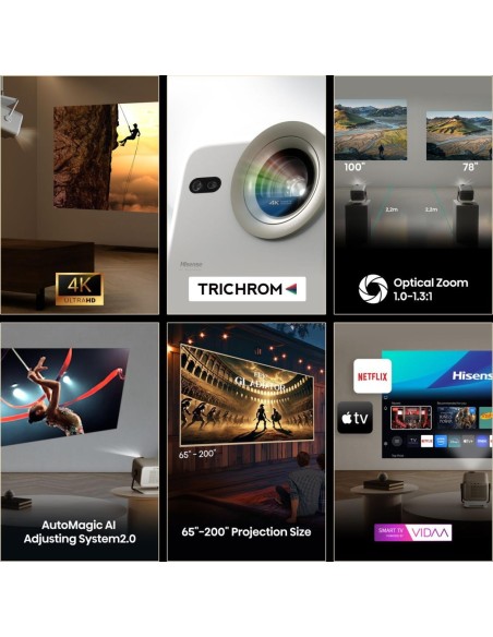 PROYECTOR HISENSE M2PRO TRICOLOR 1300 LUMENES 4K SMART TV