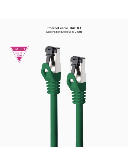 Nanocable Cable red Cat. 8.1 2GHZ SSTP Verde 0,25m