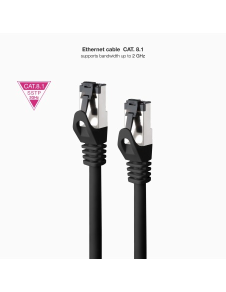 Nanocable Cable red Cat. 8.1 2GHZ SSTP Negro 0,25m