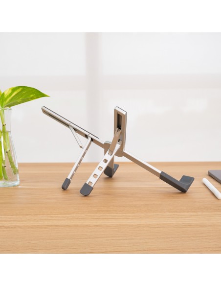 SOPORTE ELEVADOR ALUM. PLEGABLE PORTÃTILES, PLATA