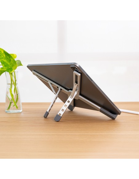 SOPORTE ELEVADOR ALUM. PLEGABLE PORTÃTILES, PLATA