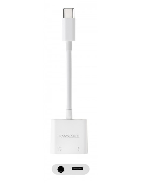 Nanocable Adaptador USB-C a Jack+USB-C H PD 60W